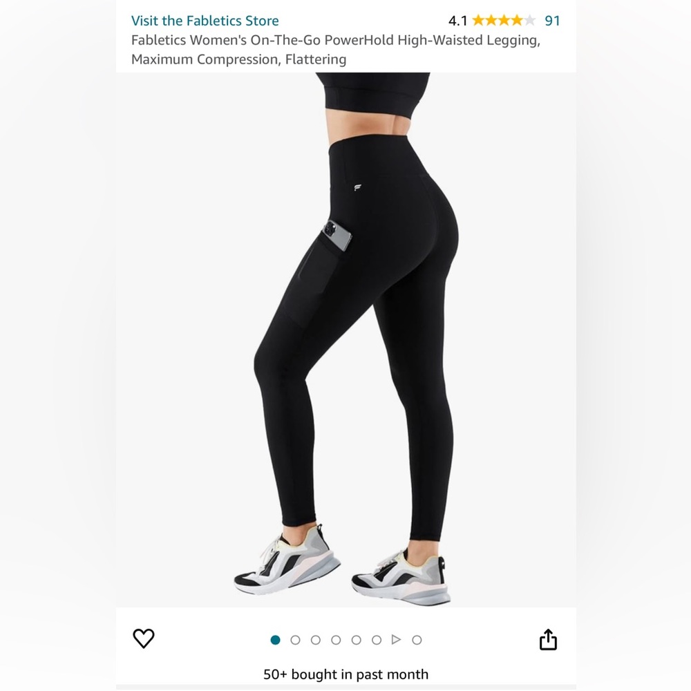 Fabletics Black Power Hold Legging in XL